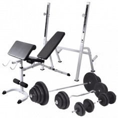 vidaXL Banca fitness cu rastel greuta?i, set haltere/gantere, 120 kg foto