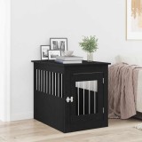 vidaXL Cușcă pentru c&acirc;ini, stejar negru, 75x55x65 cm, lemn stratificat