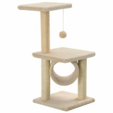 Cumpara ieftin Ansamblu pentru pisici, stalpi cu funie de sisal, bej, 65 cm