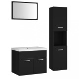 Cumpara ieftin Set mobilier de baie, negru, lemn prelucrat