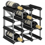 Suport de vinuri, 12 sticle, negru, lemn masiv de pin GartenMobel Dekor, vidaXL