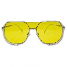 Ochelari Unisex Fashion &ndash; Lentil? Galben? ?i Ram? Transparent?