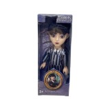 Papusa Wednesday Addams Family Mini 16cm, Plastic, Haine Textil, Accesorii Par - Recomandat 3+ ani