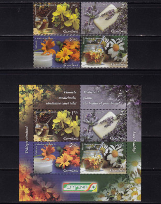 RO 2015 LP 2074+a &amp;quot;Plante medicinale &amp;quot; ,serie+colita 634 ,MNH foto