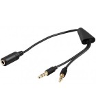 Cablu adaptor Jack 4 pini 3.5 mm mama la 2x 3.5 mm tata 20cm sau