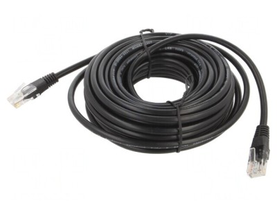 Patch Cord UTP Cat5e 10m Negru PVC 26AWG foto