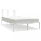 Cumpara ieftin Cadru de pat metalic cu tablie, alb, 120x200 cm