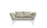 Canapea Extensibila 2 locuri, stofa si cadru lemn de pin, Beat White Linen, l162xA80xH75 cm
