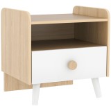 AIYAPLAY Noptieră cu Sertar pentru Copii 3-10 Ani, cu Design Minimalist pentru Dormitor, 40x32,5x40 cm, Lemn Natural | Aosom Romania