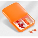 Cumpara ieftin Cutie depozitare medicamente, 2 compartimente, Glisanta, Patrata, Inchidere etans - Portocaliu
