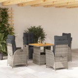 Set mobilier de gradina cu perne, 5 piese, gri, poliratan