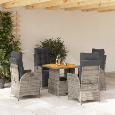 vidaXL Set mobilier de grădină cu perne, 5 piese, gri, poliratan 3277460 foto