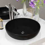 vidaXL Bazin chiuvetă ceramic, negru, 42 x 12 cm, rotund