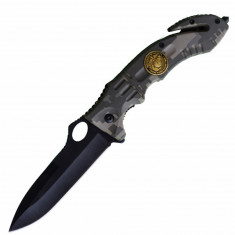 Cutit briceag tactic 23 cm, model Army Style - Mountain Warrior, cu sistem de taiat centura si varf pentru spart geamuri foto