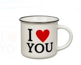 Cana Ceramica New Bone, Margine Neagra, Mesaj "I Love You", Valentine's Day, 370 ml