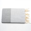Prosop Plajă | Fouta |Tunis Gri Deschis Cu Dungi Albe 200 x 100 cm
