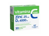Vitamina C 1000 miligrame + Zn 25 miligrame + D3 4000UI 30 comprimate filmate Fiterman, Fiterman Pharma