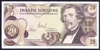 Bancnota Austria 20 Schilling 1967 (1968) - P142 XF foto