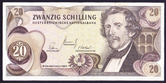 Bancnota Austria 20 Schilling 1967 (1968) - P142 XF