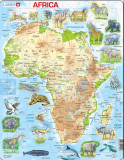 Puzzle - Harta Africii cu animale, 63 piese | Larsen