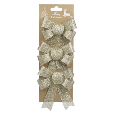 Set Fundite Decorative Craciun, Bej, Glitter, 13cm, 3 Bucăți foto