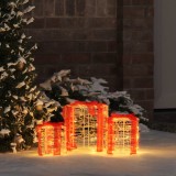 vidaXL Decorație cutie de cadou 3 pcs Alb cald 20 x 20 x 21 cm Acril 42019084