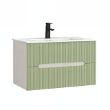 Cumpara ieftin Trent 80 dulap de baie inferior cu chiuvetă ceramică (2 sertare) alb-verde deschis