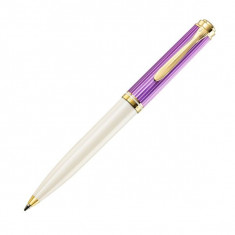 Pix Pelikan Souveran K600, mina tip Parker, accesorii placate cu aur, corp violet/alb foto