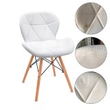 Cumpara ieftin Scaun alb de bucatarie, stil scandinav, cadru din lemn, 36x46x72 cm, alb, RESIGILAT