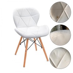 Scaun alb de bucatarie, stil scandinav, cadru din lemn, 36x46x72 cm, alb, RESIGILAT