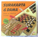 Joc &quot;SURAKARTA &amp; DAMA&quot;, cu table de lemn, Bemi. INTELIGENCE AND STRATEGY GAMES