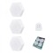 Set 3 spoturi hexagonale LED cu telecomanda, putere 1W per bucata, autoadeziv, dimensiuni 84 x 74 x 27 mm, alb