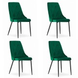 Set 4 scaune bucatarie/living, Artool, Imola, catifea, metal, verde, 48.5x61x93.5 cm, Leobert