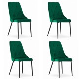 Cumpara ieftin Set 4 scaune bucatarie/living, Artool, Imola, catifea, metal, verde, 48.5x61x93.5 cm