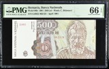 (3) BANCNOTA ROMANIA - 500 LEI 1991, APRILIE 1991, GRADATA PMG - 66 EPQ