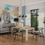 Masa dining/bucatarie, 160x90 cm, sonoma, dreptunghiulara, PAL, design unic, Sasta by Fichi, Eco