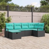 vidaXL Set de canapea cu pernă Manual 6 pcs Negru și Turcoaz poliratan 3359185