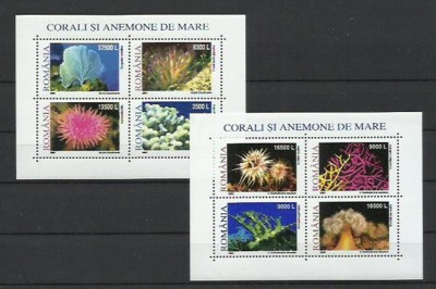 Romania MNH 2001 + 2002 - Corali si anemone - LP 1570a X100 + 1577a X100 foto
