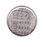 Moneda Monaco 1 franc 1975, stare buna, curata