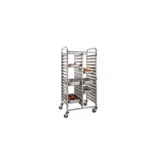 Carucior pentru debarasare tavi, cu roti, capacitate dubla 2 x 15 tavi GN 1/1 (530x325 mm), Hendi, compact, din inox, 550x740x1735 mm foto