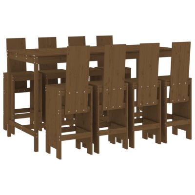 Set mobilier bar de gradina, 9 piese, maro miere lemn masiv pin foto
