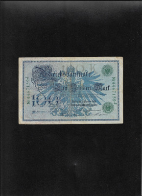 Germania 100 marci mark stampila verde 1908 seria4447159 foto