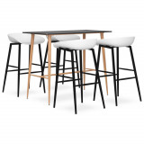 Set mobilier de bar, 5 piese, negru și alb