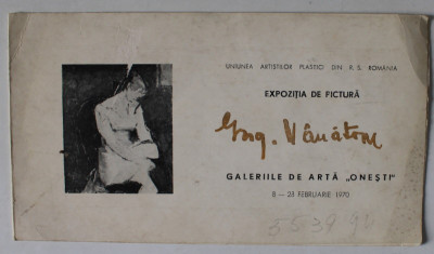 EXPOZITIA DE PICTURA GHEORGHE VANATORU , PLIANT , 1970 foto