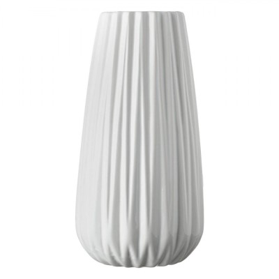 Vază Ceramică Albă cu Dungi Verticale 13x25cm foto