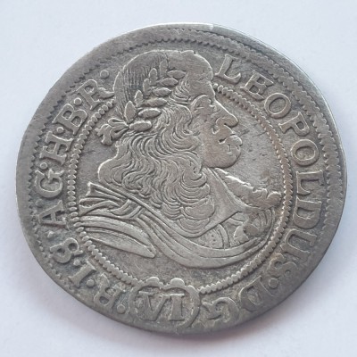 Silezia 6 kreuzer 1674 Breslau argint Leopold l foto