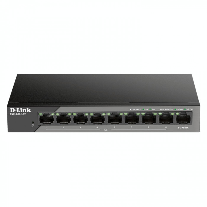 Switch D-Link DSS-100E-9P, 8x 10/100 Mbps