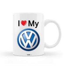 Cana alba personalizata &quot;I love my Volkswagen&quot;, ceramica, INOVATIX&reg;. 330 ml