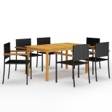 vidaXL Set mobilier de grădină, 7 piese, negru 3067809