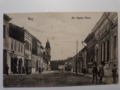 BLAJ - STRADA REGINA MARIA - MAGAZINE - RECLAME - ANIMATIE DE EPOCA - ANUL 1928 foto